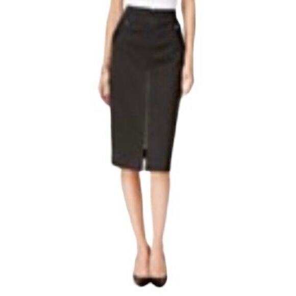 GRACE ELEMENTS Charcoal Gray Zip Front Stretch Pencil Skirt size Small - Picture 1 of 7